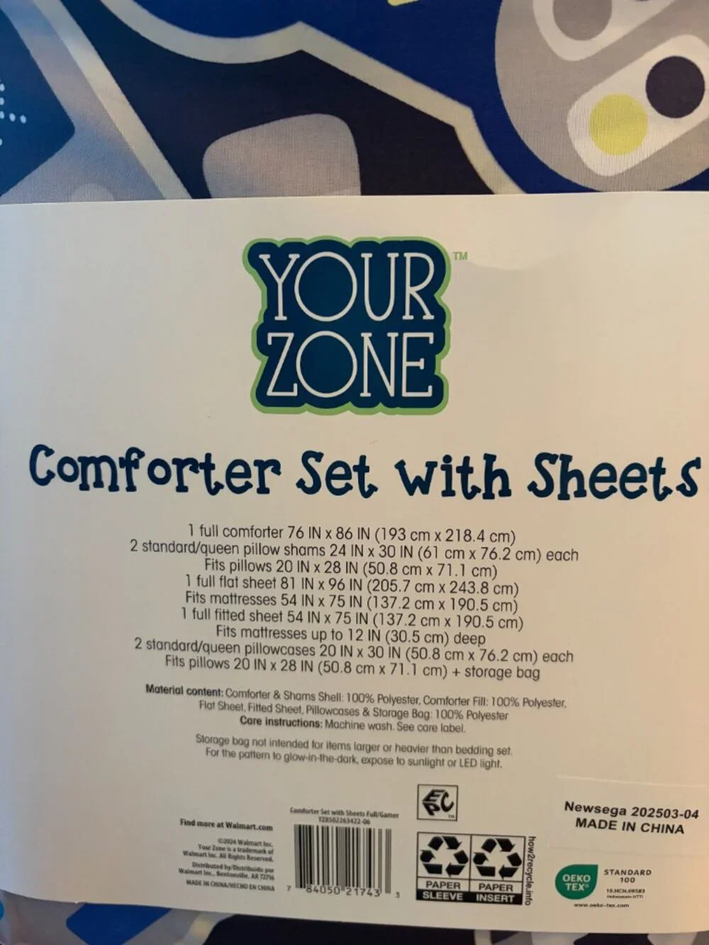 Gamer Glow in the Dark -Full Comforter Set with Sheets